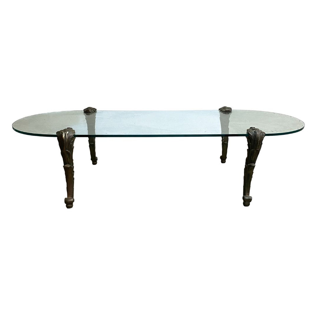 Mid Century Hollywood Regency Glass Coffee Table