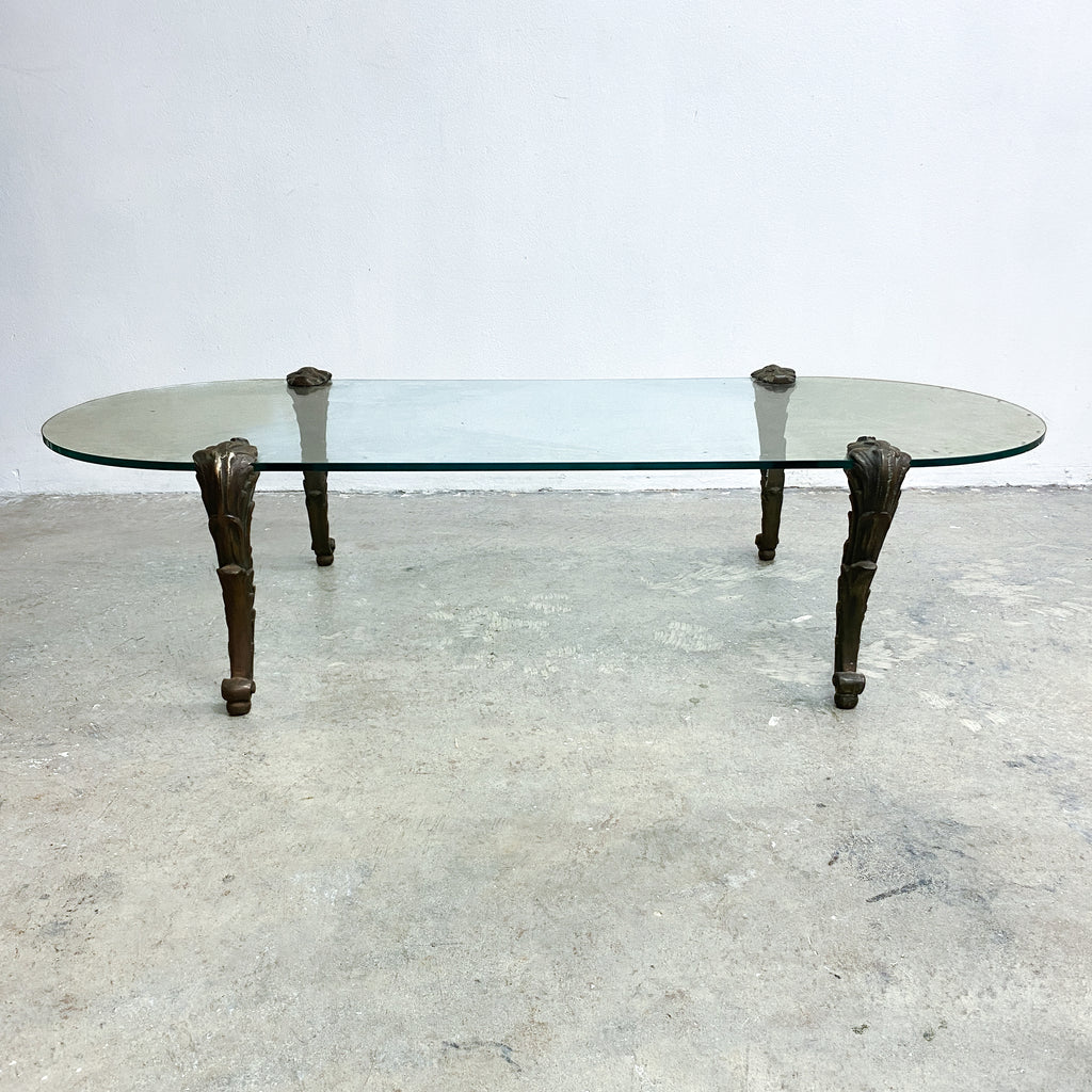 Mid Century Hollywood Regency Glass Coffee Table