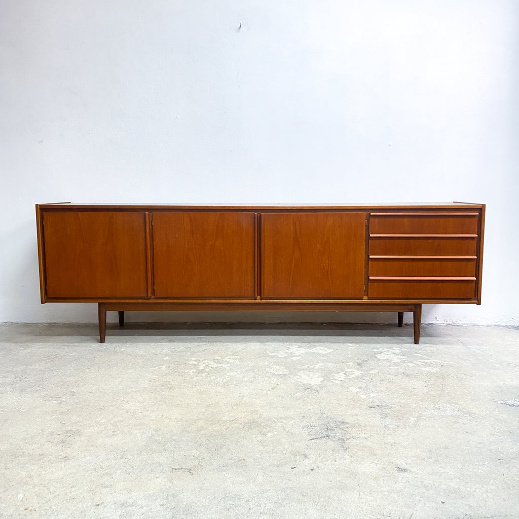 Mid Century Parker Extra Long Teak Lip Handle Sideboard