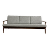 Mid Century Parker Three Seater Rattan Back Grey Lounge Sofa