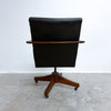Mid Century Swivel Black Leather Desk Chair