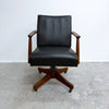 Mid Century Swivel Black Leather Desk Chair