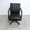 Mid Century Swivel Black Leather Desk Chair