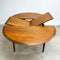 Mid Century TH Brown Teak Round Extension Dining Table