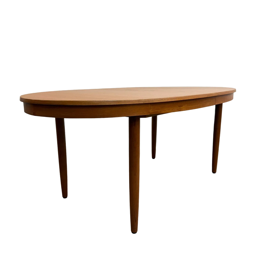 Mid Century Teak Oval Extension Dining Table - Restored