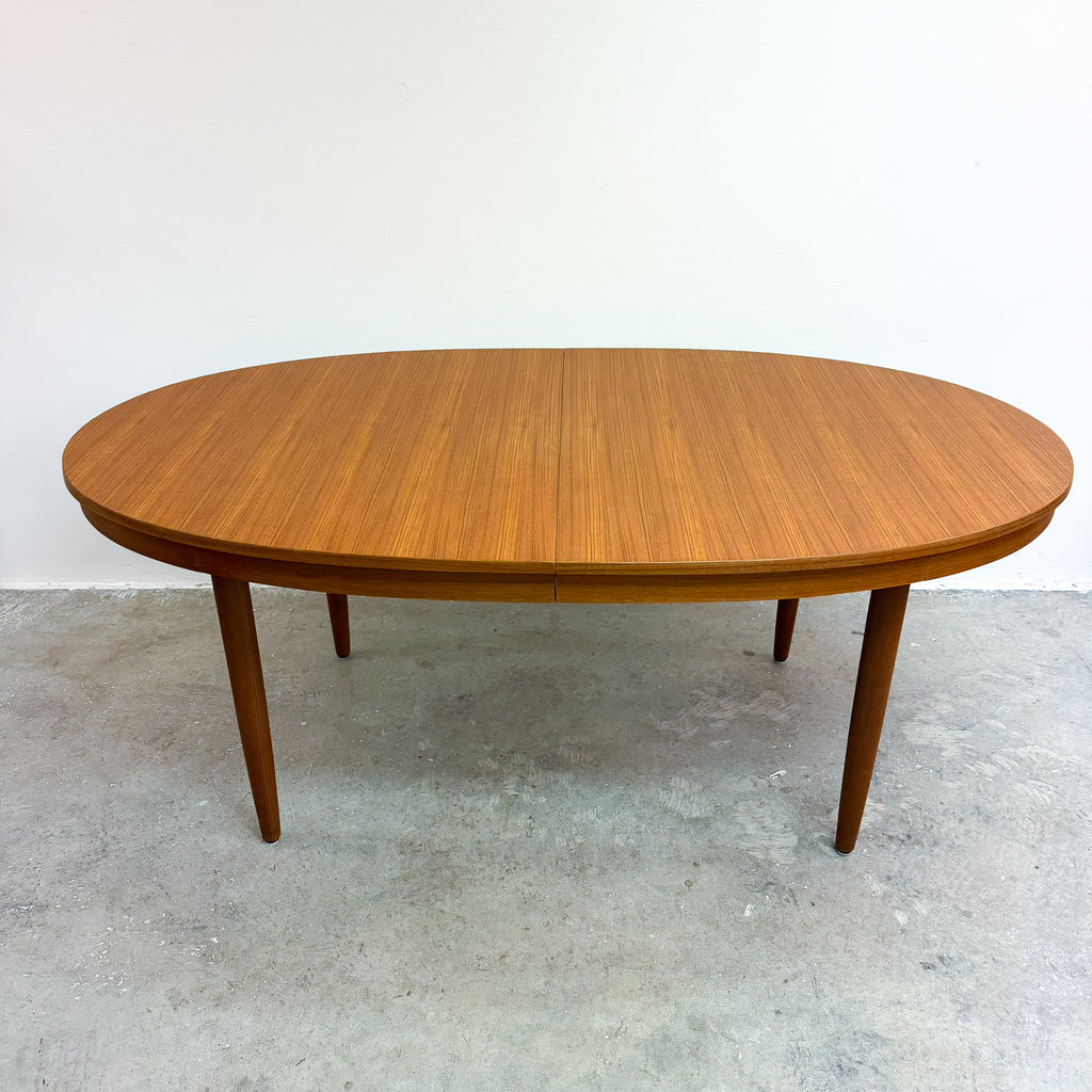 Mid Century Teak Oval Extension Dining Table - Restored