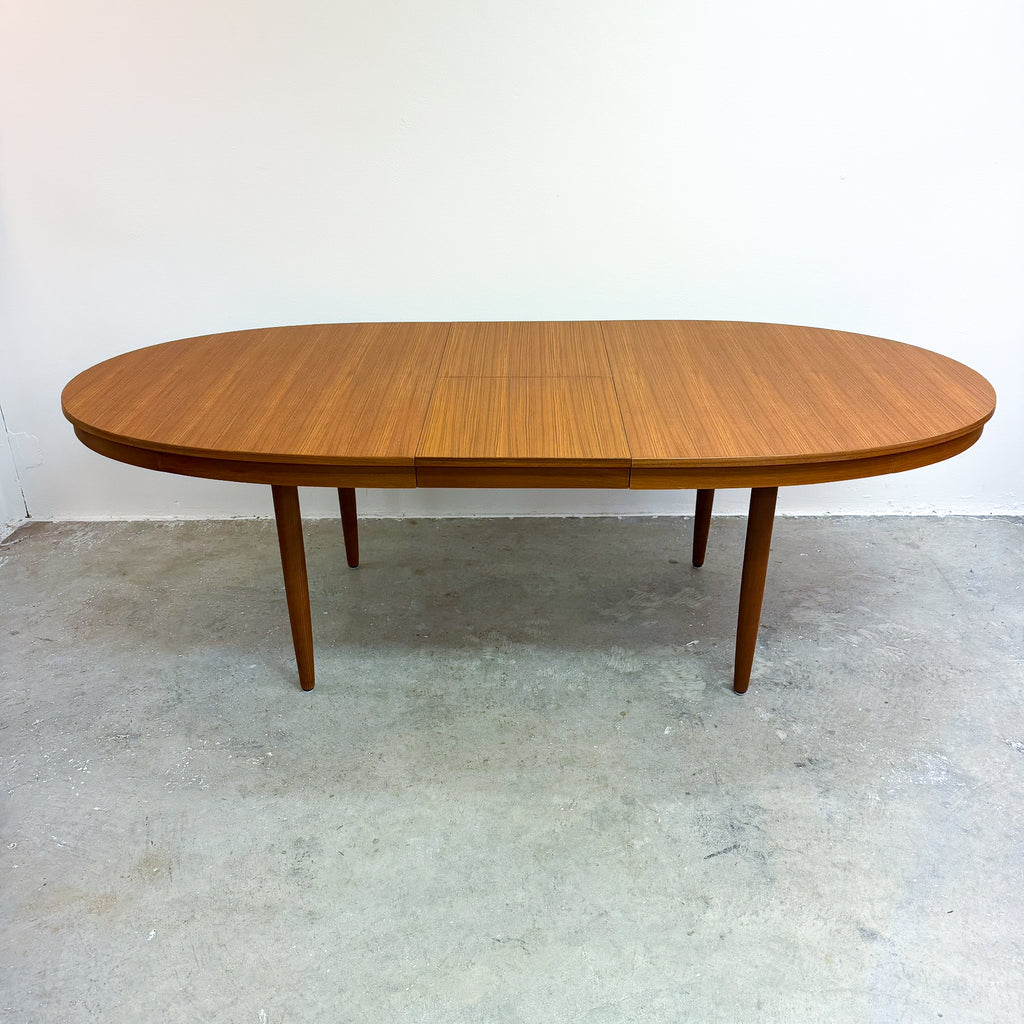 Mid Century Teak Oval Extension Dining Table - Restored