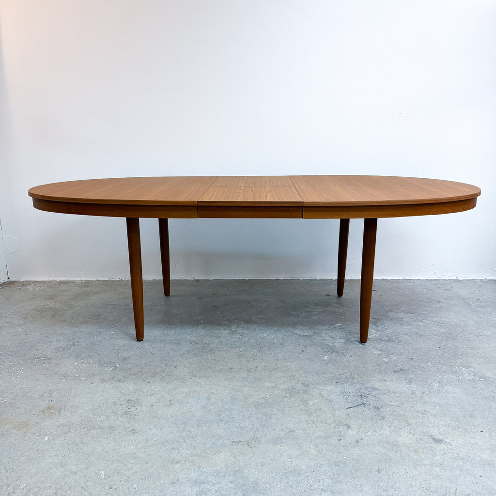 Mid Century Teak Oval Extension Dining Table - Restored