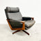 Mid Century Tessa T21 Black Leather Swivel Armchair
