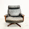 Mid Century Tessa T21 Black Leather Swivel Armchair