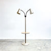 Mid century 50 60s  Twin Light Gooseneck Floor Lamp With Side Table