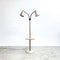 Mid century 50 60s  Twin Light Gooseneck Floor Lamp With Side Table