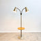 Mid century 50 60s  Twin Light Gooseneck Floor Lamp With Side Table