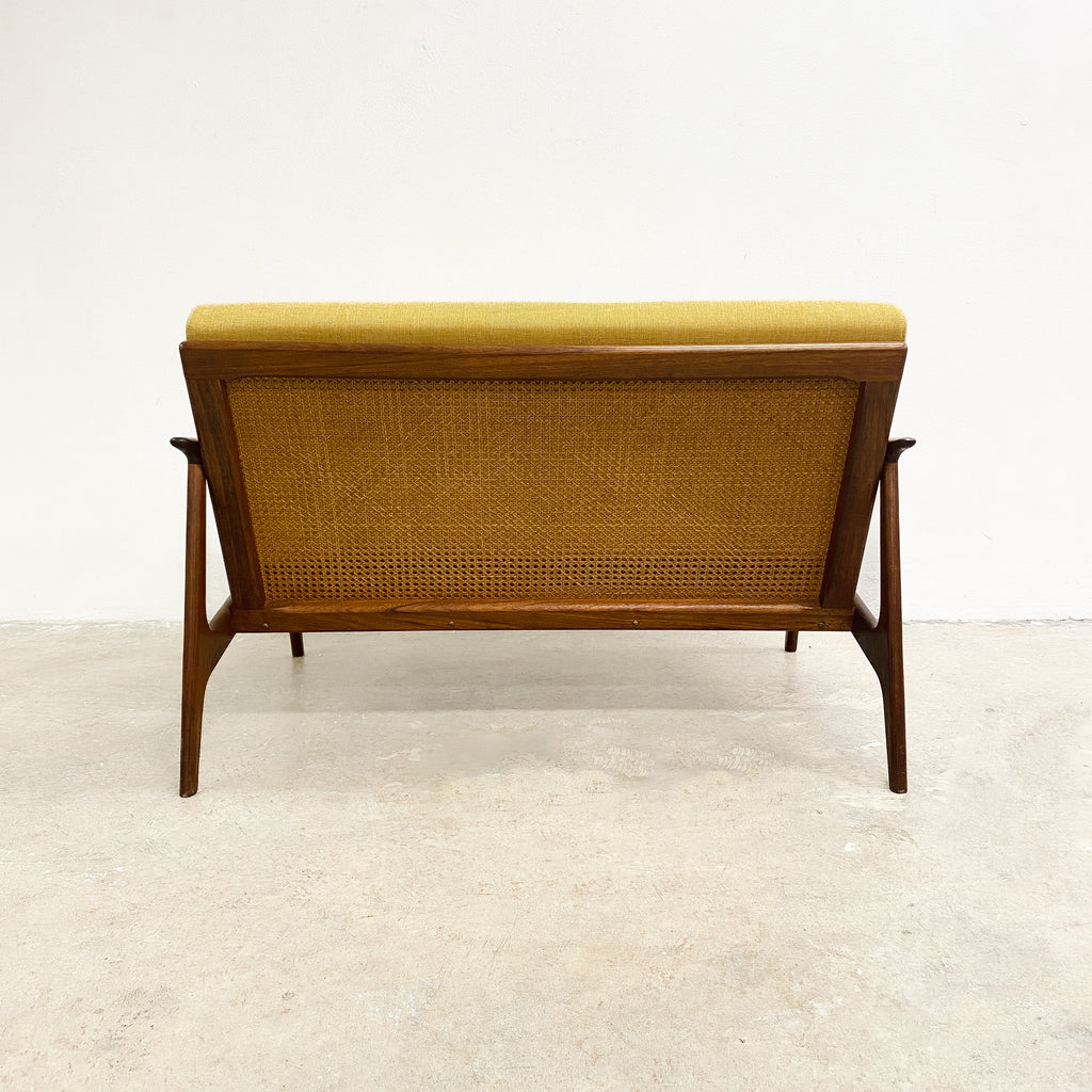 Mid century Parker Rattan Back Two Seater Sofa Lounge