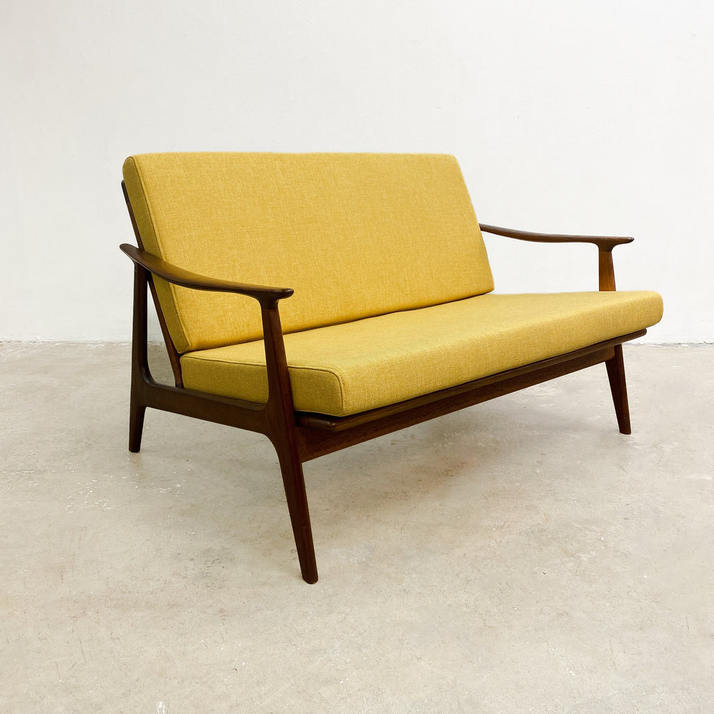 Mid century Parker Rattan Back Two Seater Sofa Lounge