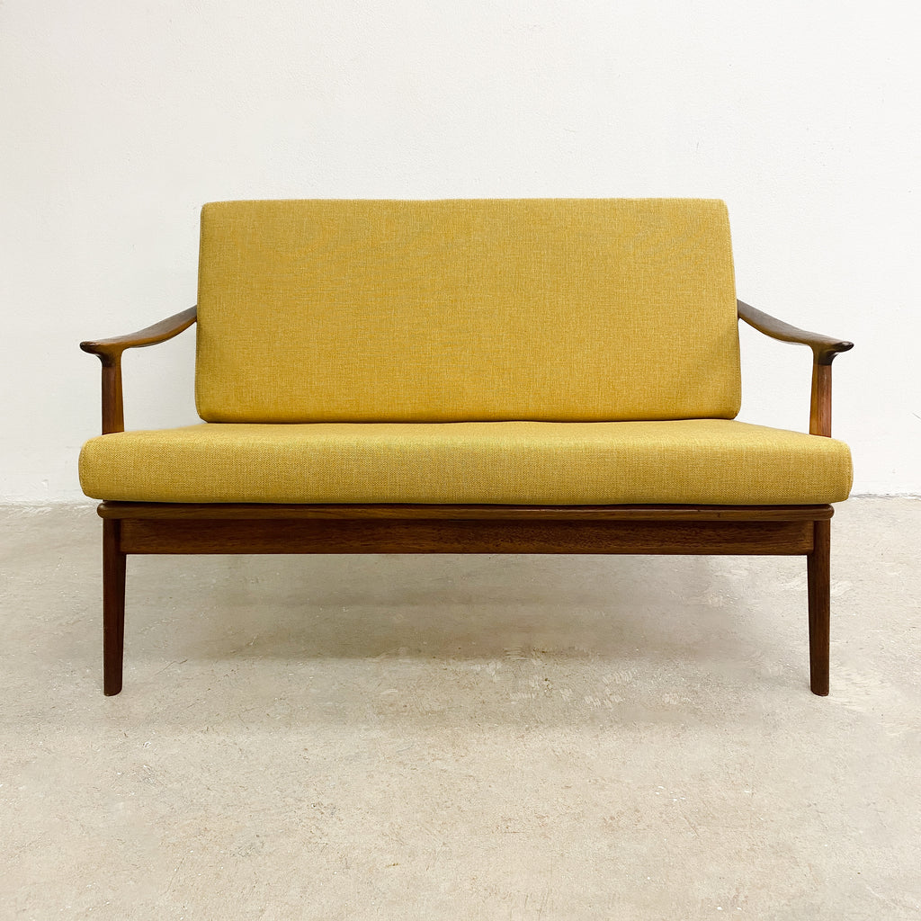 Mid century Parker Rattan Back Two Seater Sofa Lounge