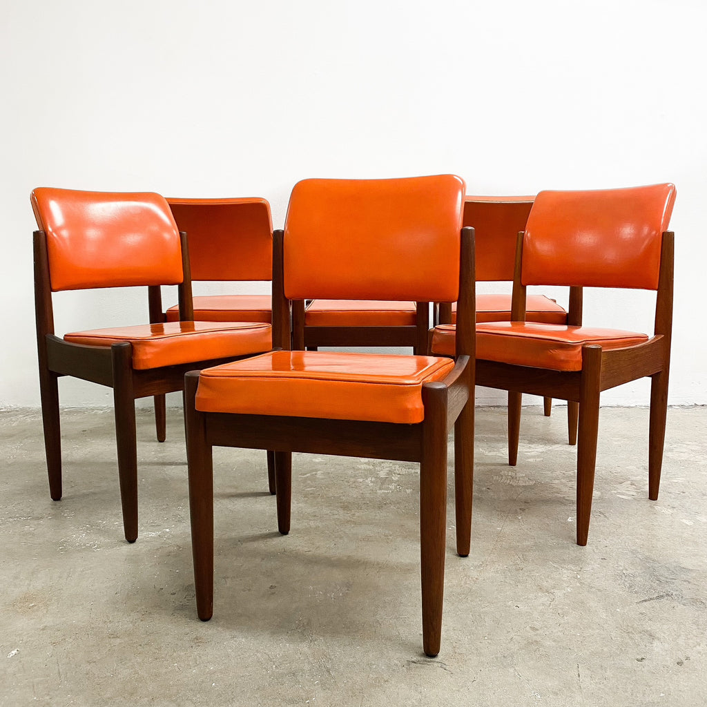 Six Original 1960's Orange Chiswell Dining Chairs