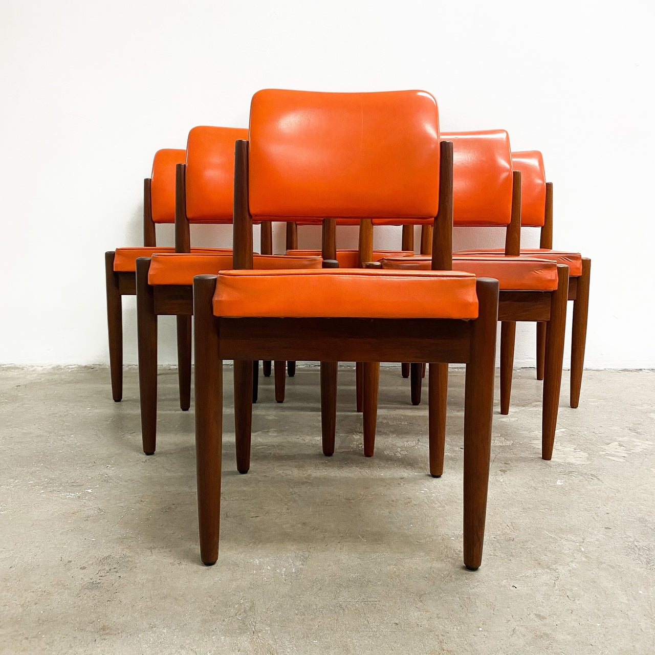 Six Original 1960's Orange Chiswell Dining Chairs