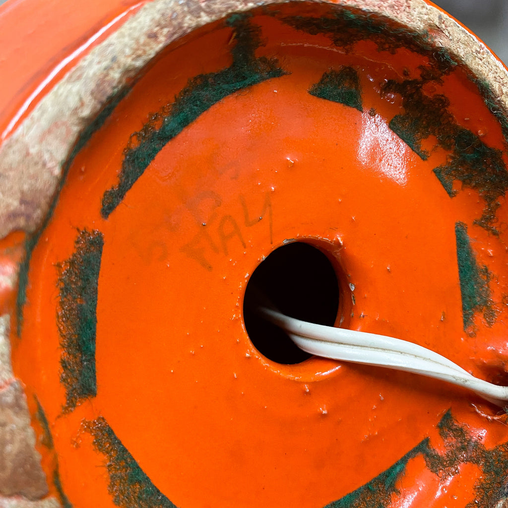 Orange Italian Ceramic Lamp With Circle Shade