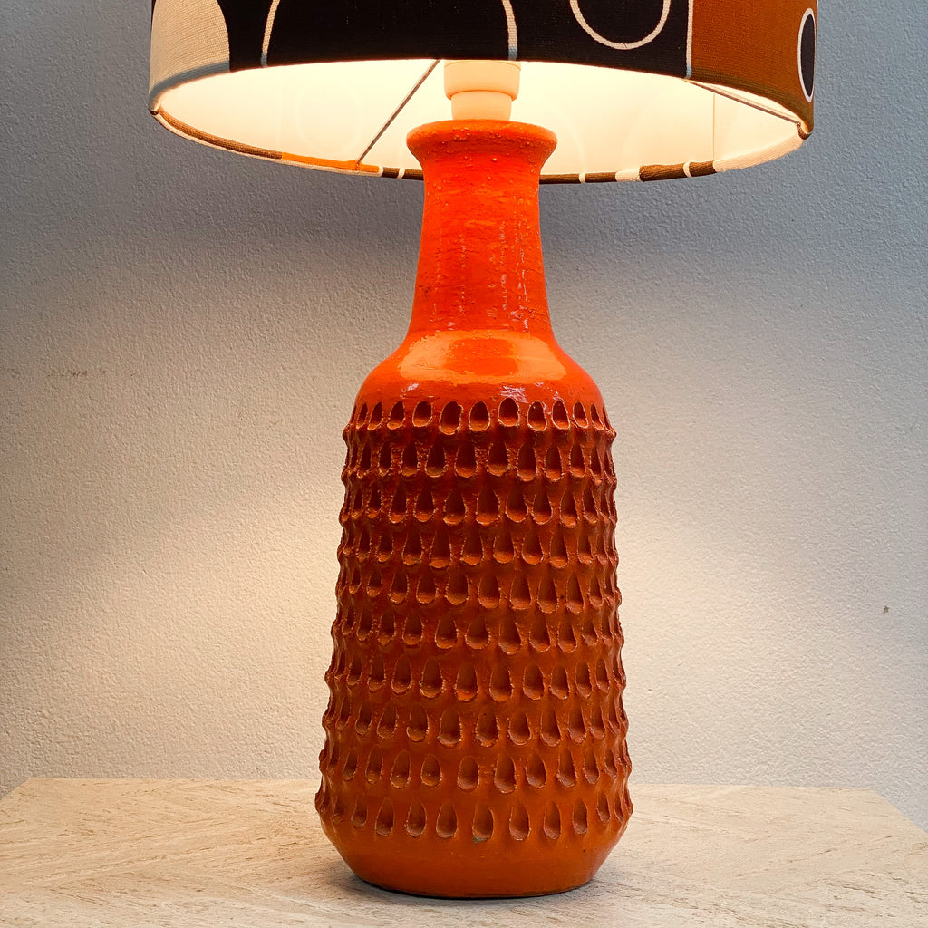 Orange Italian Ceramic Lamp With Circle Shade