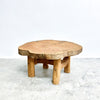 Organic Live Edge Slab Top Coffee Table With Under Shelf