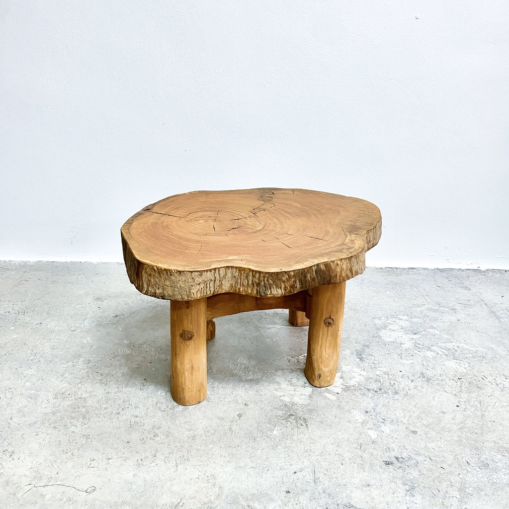 Organic Live Edge Slab Top Coffee Table With Under Shelf