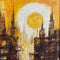 Original Abstract Cityscape Oil On Board Signed Painting