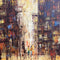 Original Abstract Cityscape Oil On Board Signed Painting