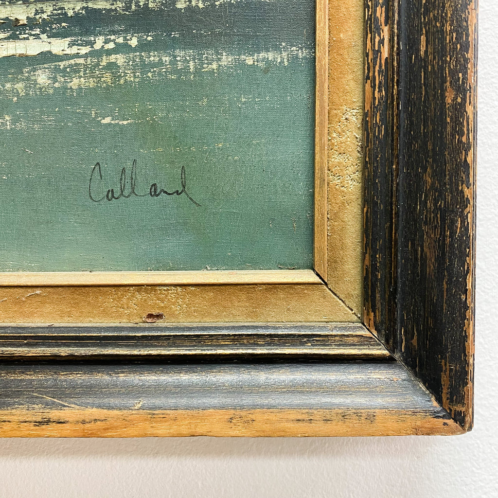 Original Early 20th Century Bridge City Landscape Oil Painting