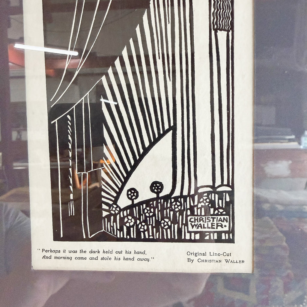 Original Lino Cut Print By Australian Artist Christian Waller