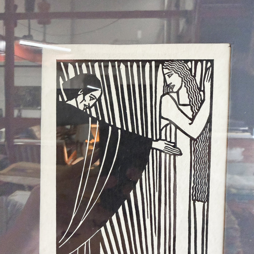 Original Lino Cut Print By Australian Artist Christian Waller