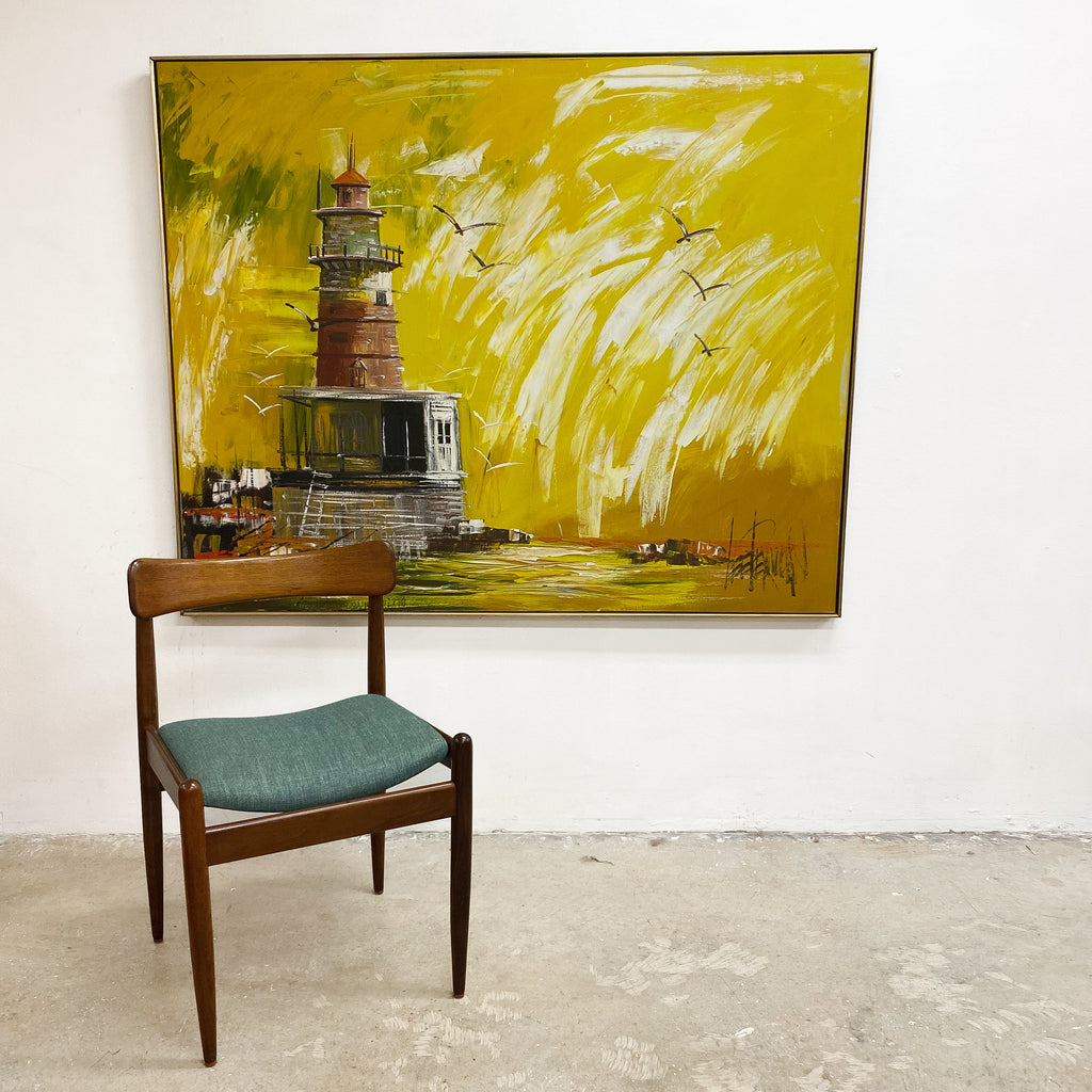 Original Mid Century Lee Reynolds ''Lighthouse''  Impressionist Oil Painting