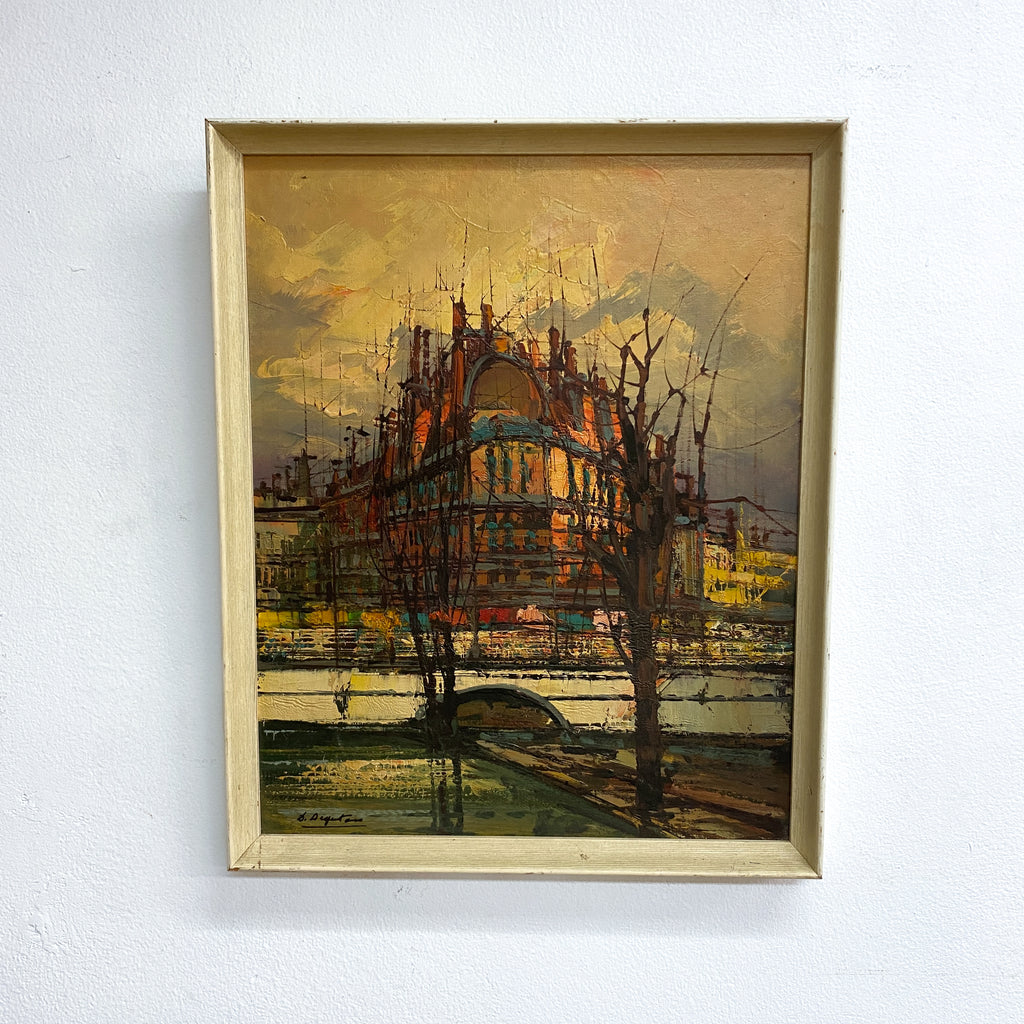 Original Mid Century Oil Painting Of Parisian Cityscape