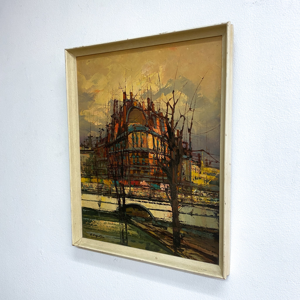 Original Mid Century Oil Painting Of Parisian Cityscape