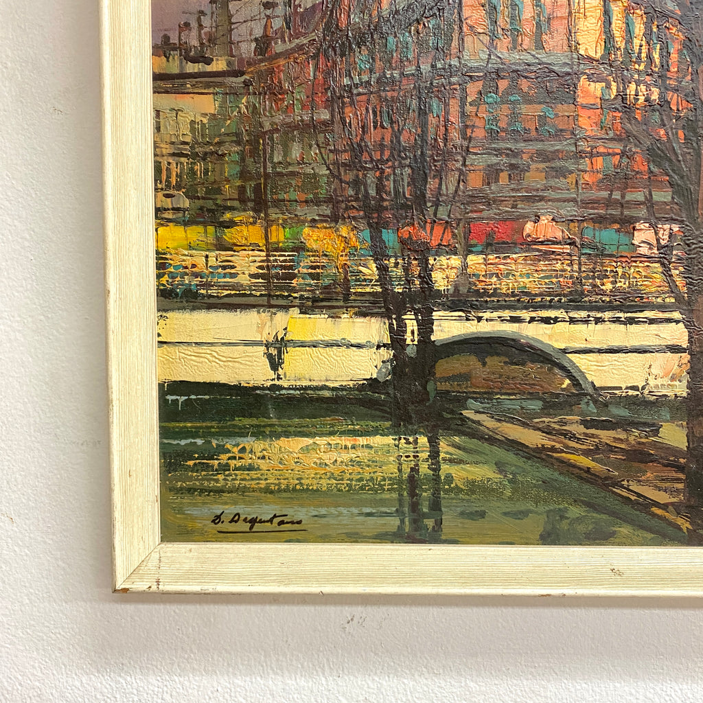 Original Mid Century Oil Painting Of Parisian Cityscape