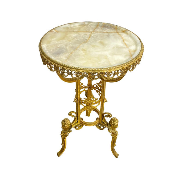 Ornate French Antique Onyx Top Table For Jardiniere Or Plant Stand
