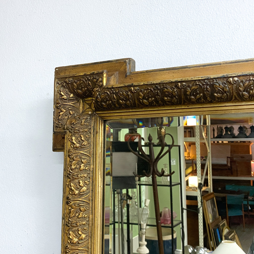 Ornate 19th Century Gilt Framed Bevel Edge Mirror with Outset Box Corners