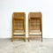 Pair Mid Century Folding Timber & Rattan Dining Chairs.
