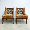 Pair Of 1960s Carved Open Back Lounge Or Occasional Armchairs