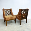 Pair Of 1960s Carved Open Back Lounge Or Occasional Armchairs
