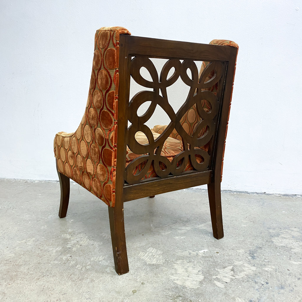 Pair Of 1960s Carved Open Back Lounge Or Occasional Armchairs