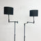 Pair Of Adjustable Brass Floor Lamps With Swing Arms