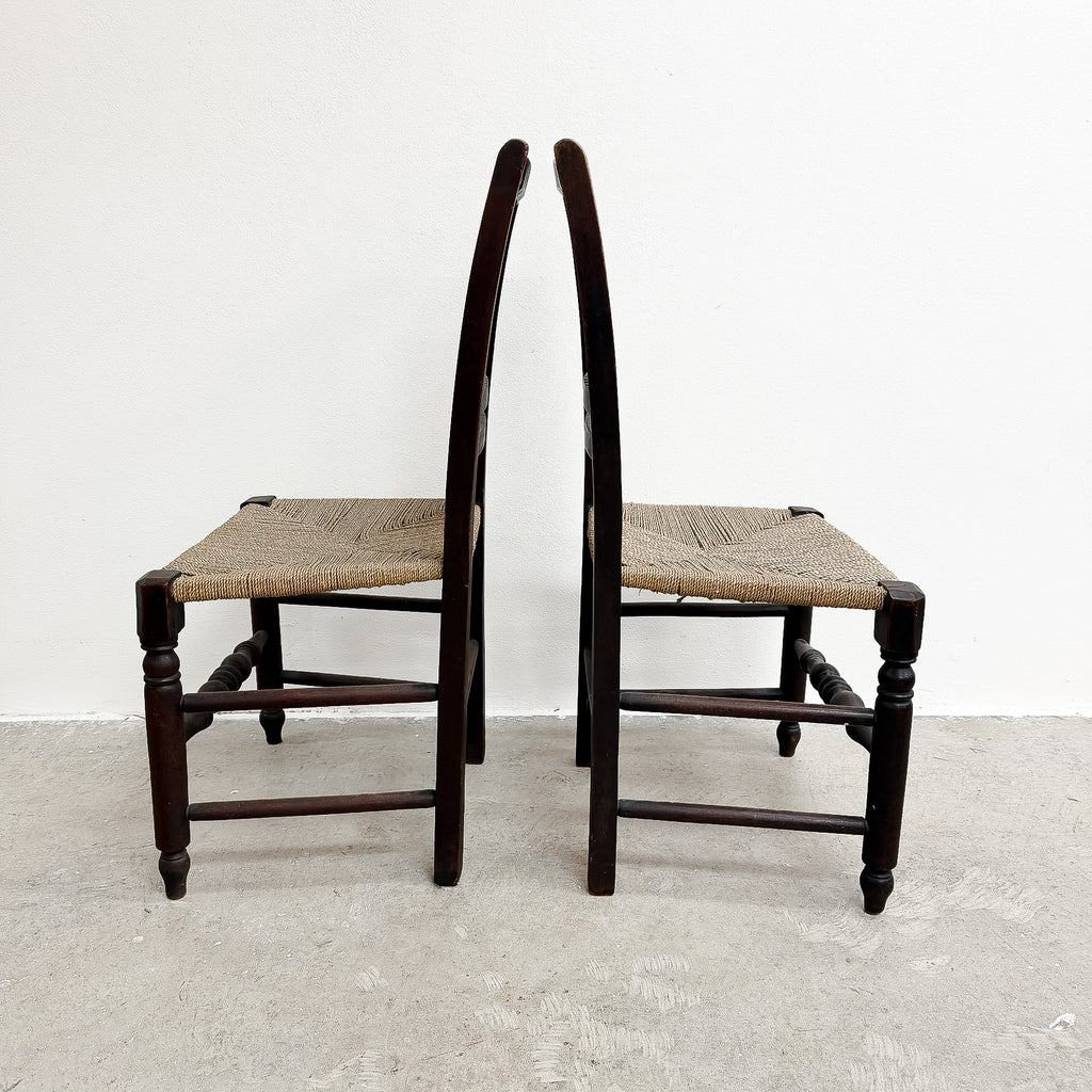Pair Of Antique Chair With Woven Seagrass Seats