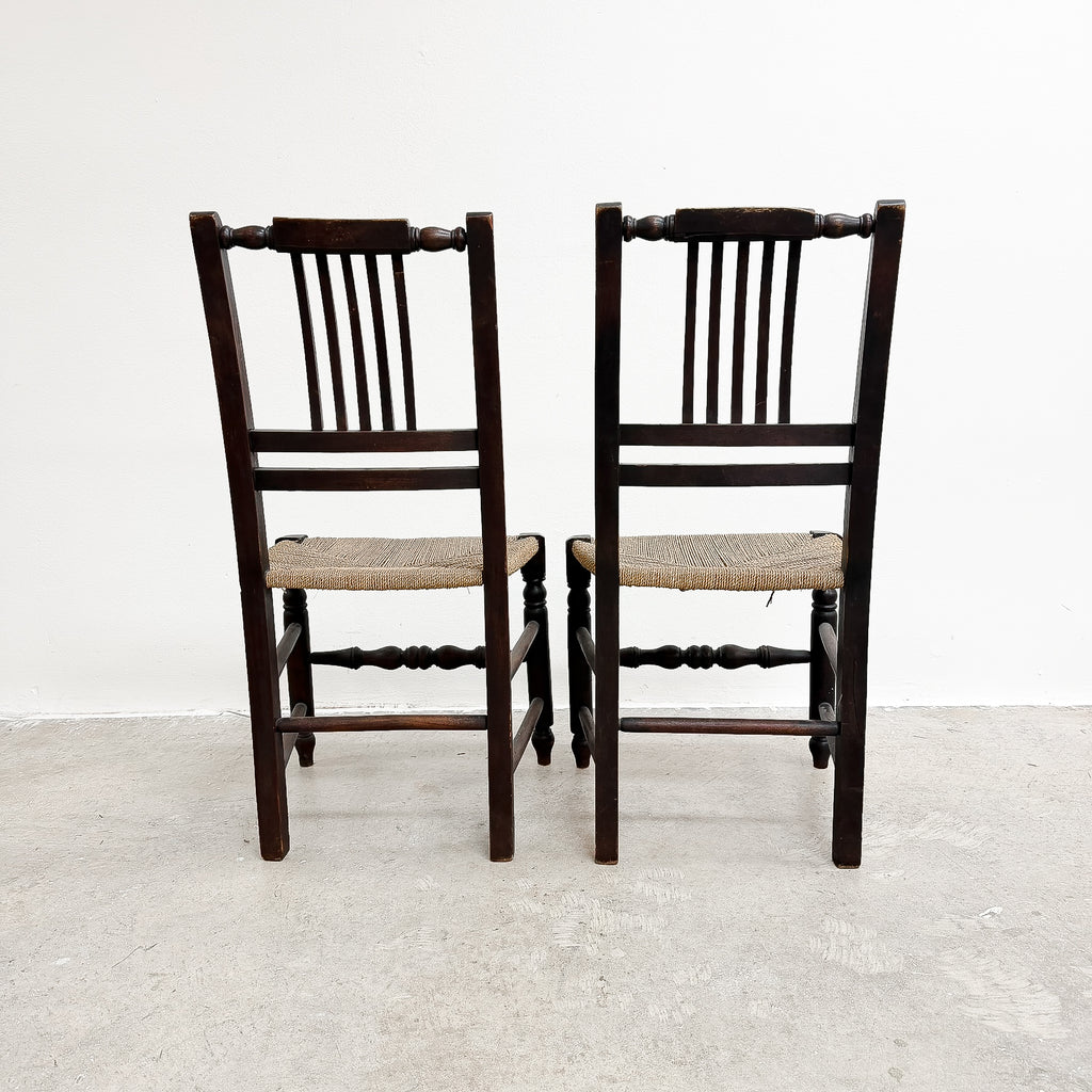 Pair Of Antique Chair With Woven Seagrass Seats