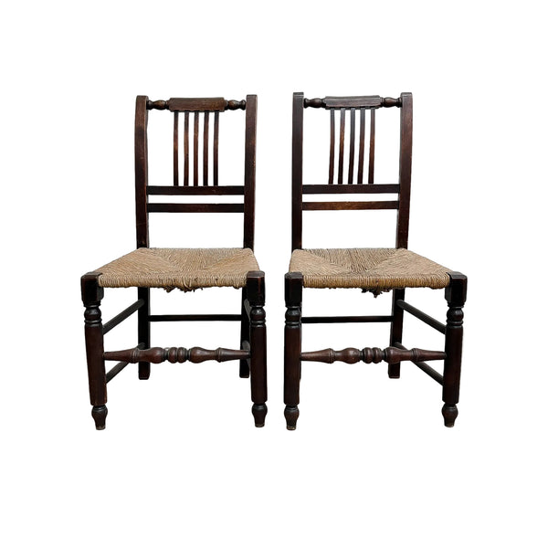 Pair Of Antique Chair With Woven Seagrass Seats