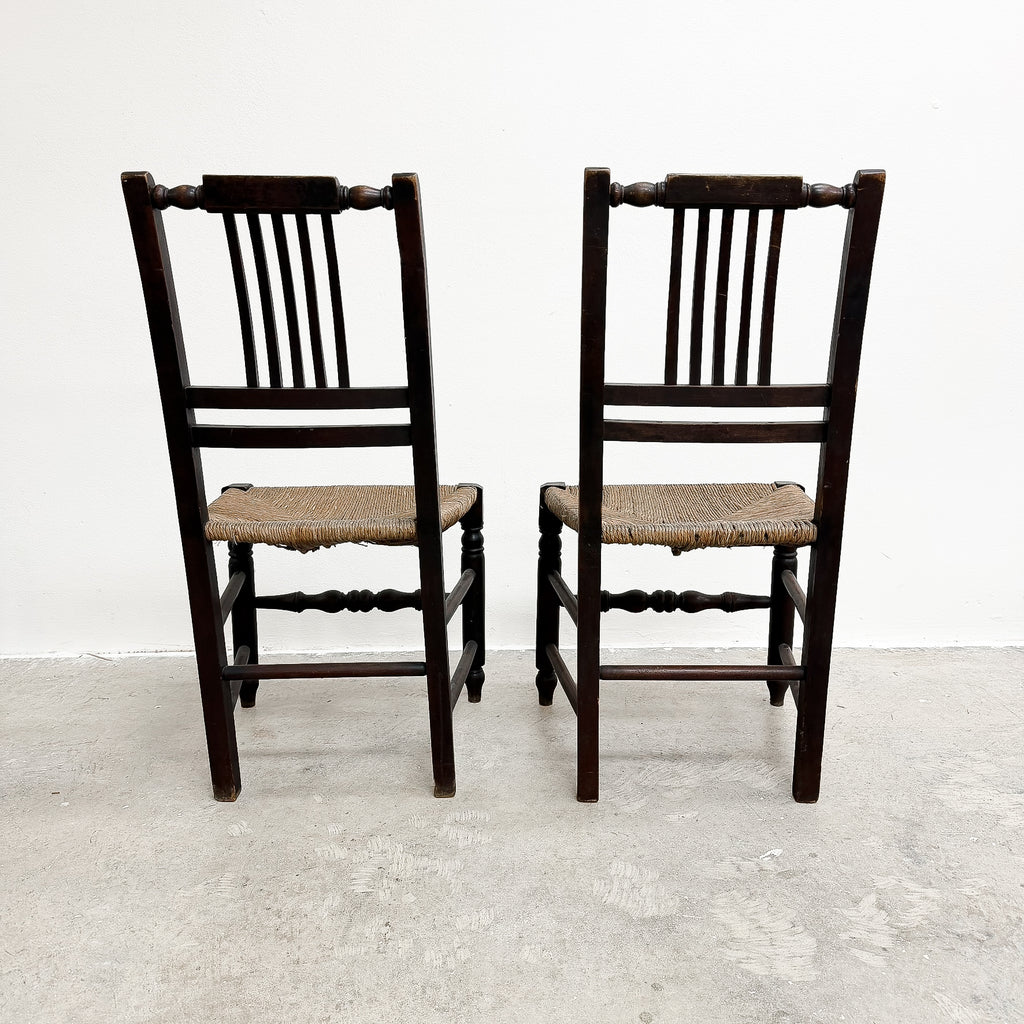 Pair Of Antique Chair With Woven Seagrass Seats