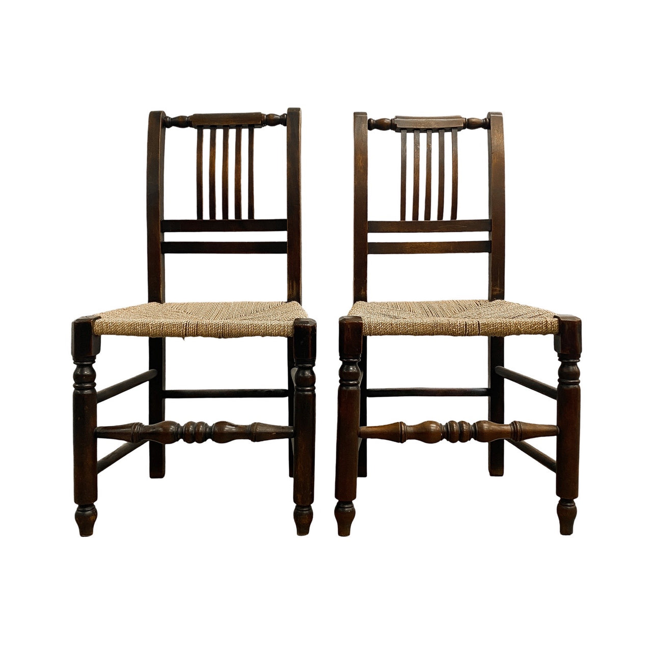 Pair Of Antique Rush Seated Chairs