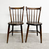 Pair Of Antique Spindle Back Kitchen Chairs With Excellent Patina