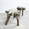 Pair Of Bespoke Organic Form Weathered Wood Stools Or Side Tables
