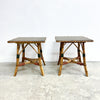 Pair Of Early 20th Century Art Deco Glass Topped Spotted Cane Side Tables